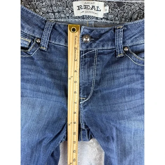 ARIAT Real Denim Jeans Women's 32R Riding Jean Whip Stitch Bootcut - Picture 8 of 12